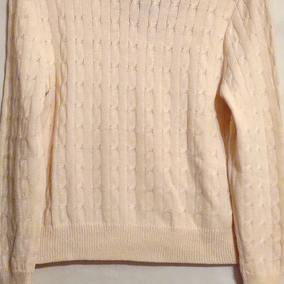 St John Marie Gray Sweater Cable Cream V Neck  Petite VTG Authentic - Picture 5 of 8